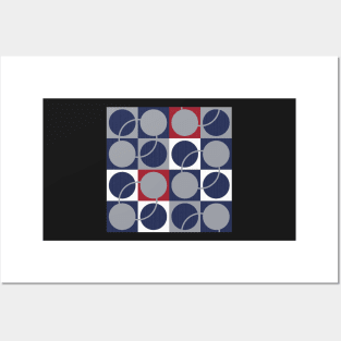 Pattern of blue and gray circles in a square Posters and Art